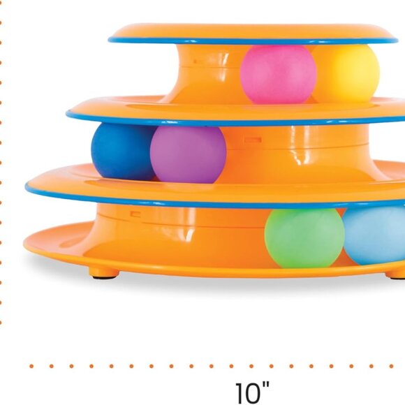 Tower of Tracks Interactive 3-Tier Cat Track Toy with Spinning Balls, Orange - Picture 8 of 8